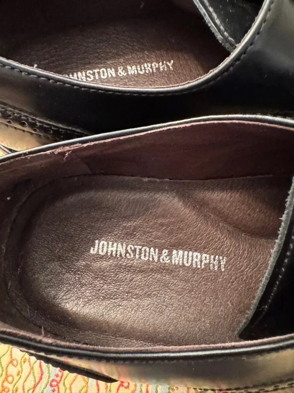 Johnston & Murphy Men 11.5 M Atchison Wing Tip Oxford Black Leather NIB 20-6287